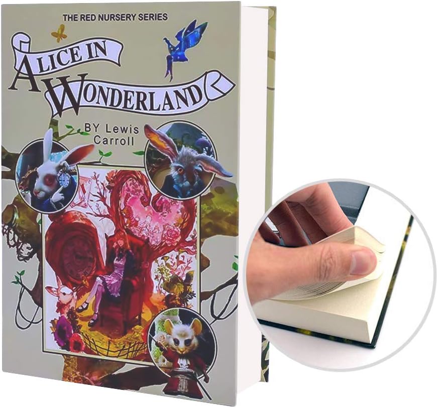 Real Pages Diversion Book Safe with Key Lock,Hollow with Secret Compartment,Anti Theft Safe (Alice in Wonderland)