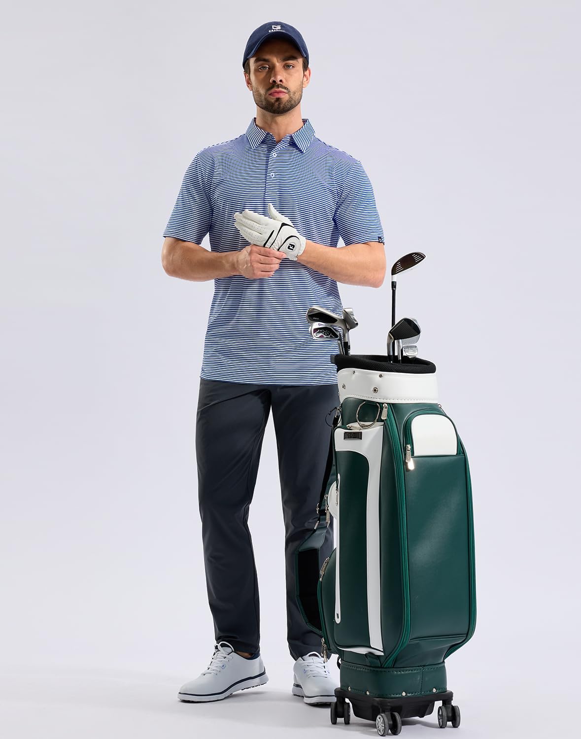 G Gradual Mens Golf Shirt Dry Fit Moisture Wicking Perfomance Short Sleeve Striped Polo Shirts for Men Dressy Casual - Image 6