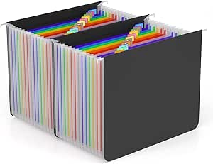 EOOUT Paquete De 1 Caja Organizadora De Archivos Con Tapa, Carpetas De Archivos Colgantes Tamano Carta Organizador De Documentos Plegable Para