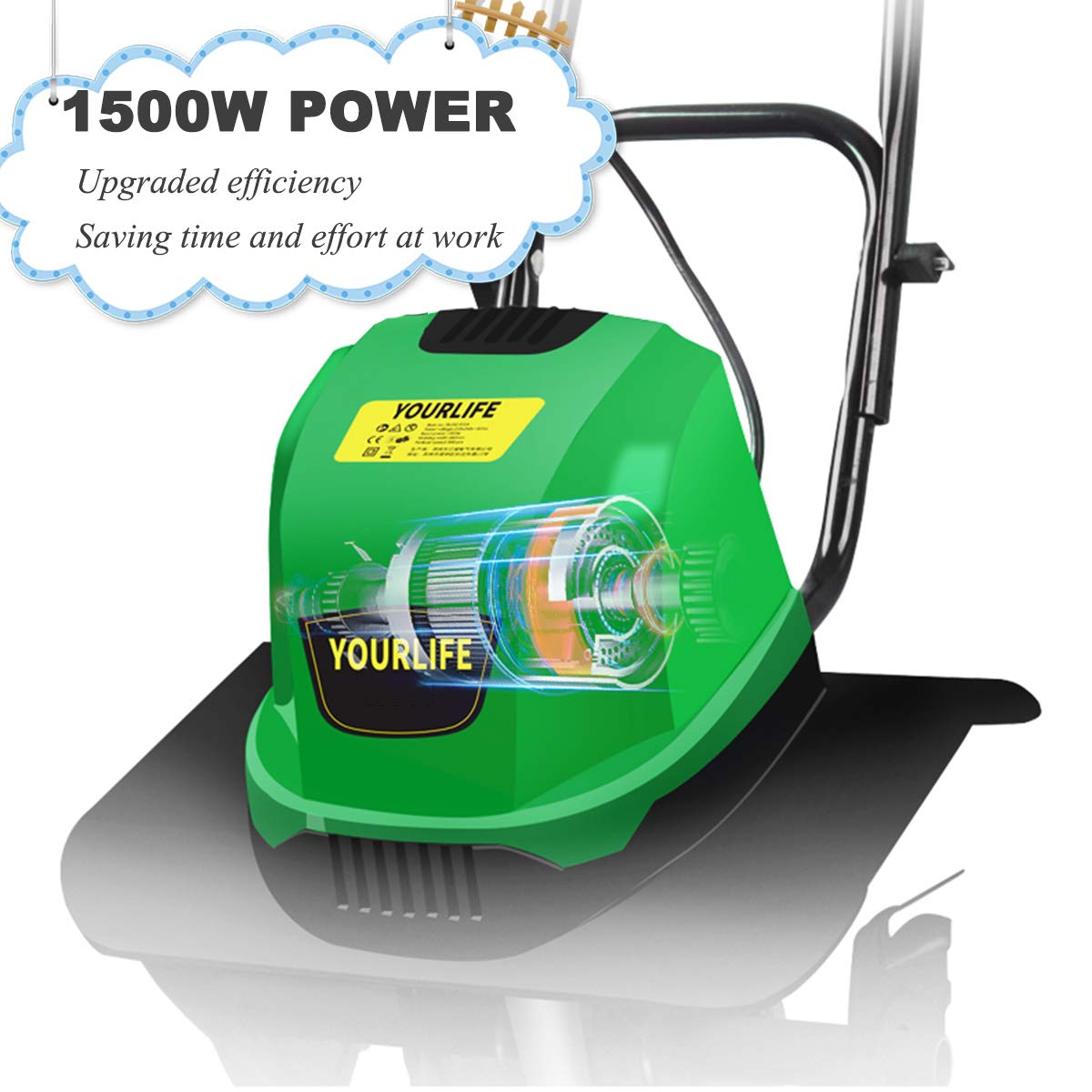Motobineuse de Jardin, motoculteurs électriques 1500 W, Largeur agricole 18 Pouces, cultivateur Greenworks à Faible Bruit avec rallonge de 98 Pieds pour Jardin, pelouse, Potager