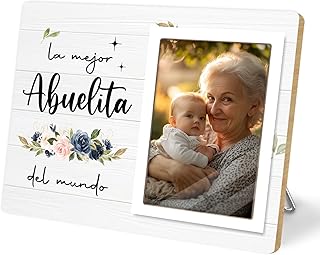 Abuela Gift, Best Abuelita Photo Frame, Grandmother Wooden Picture Frames, Grandma Mother's Day Gifts For Abuela Birthday Christmas (White-Abuelita, 4 x 6 Photo)