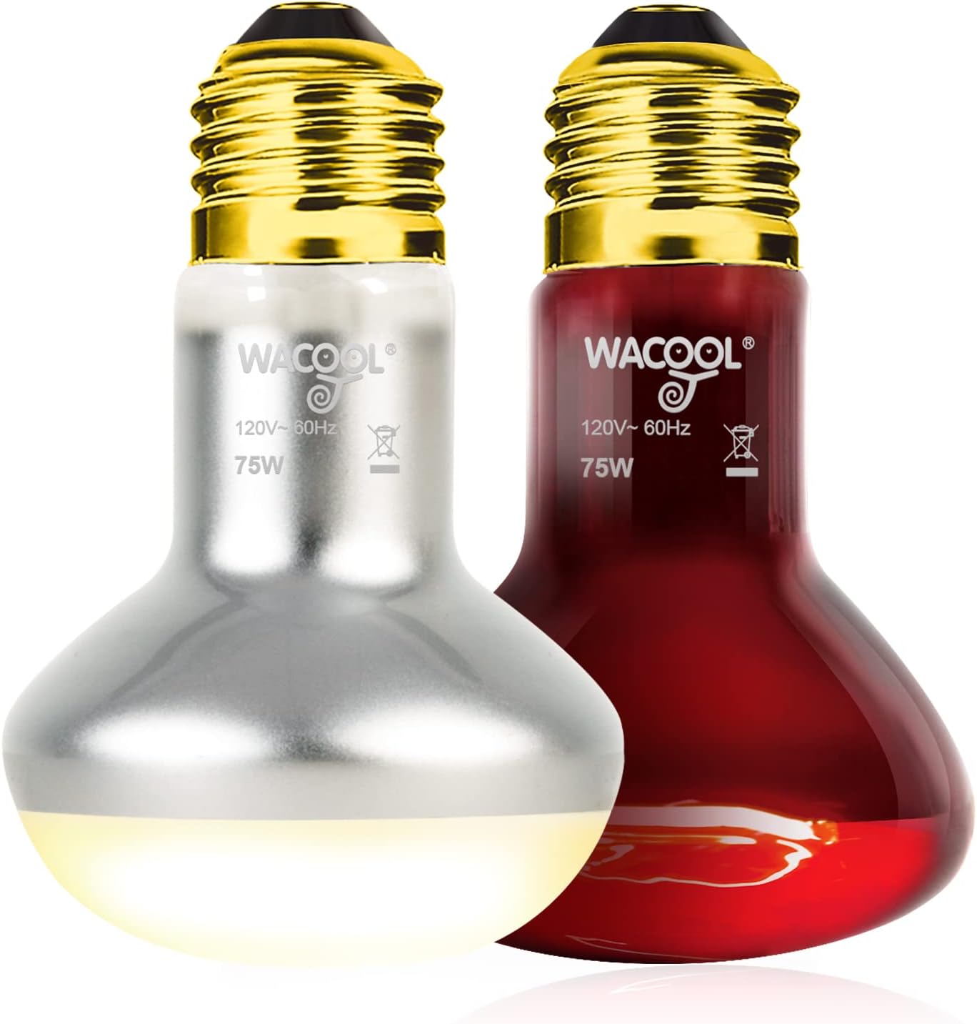 (day bulb only) WACOOL 2Pack 75W Reptile Heat Lamp Day & Night Kit, Nature Simulated Basking Daylight & Nightlight Heat Lamp Bulbs for Reptiles & Amphibians, UVA Heat Lamp for Bearded Dragon Gecko Turtle Lizard 75W Heat Lamp Day & Night Kit 2