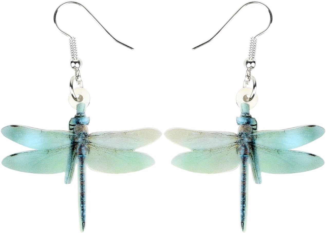 Bonsny Acrylic Cute Dangle Acrylic Dragonfly Earrings Insects Fashion Jewelry For Women Gift Charms