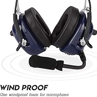 Vista 5 de EBTOOLS Auriculares de aviación con reducción de ruido, auriculares piloto general de doble enchufe con entrada de música MP3 de 0.138 in