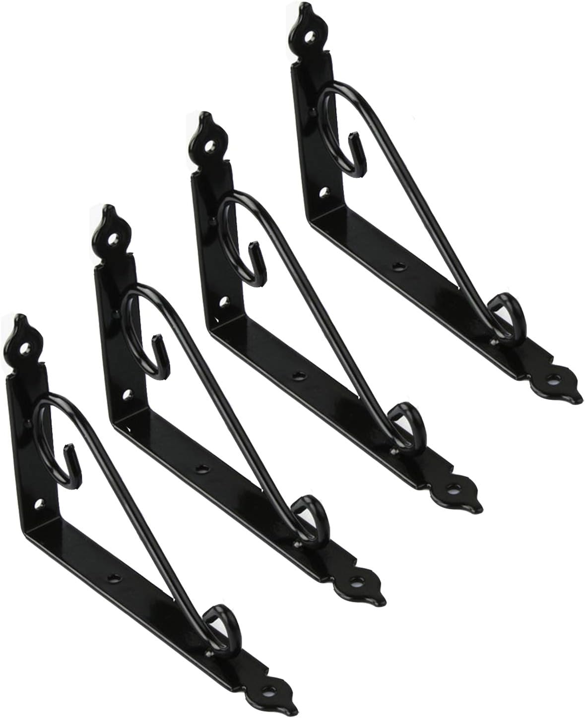 Jolan Wall-Mounted Floating Shelf Supporter,Home Decoration Shelf Brackets & Supports Black,Right-Angle Bracket,Metal Wrought Iron Brackets for Shelves with Screws,Bearing 100Kg,Black,150 * 110mm