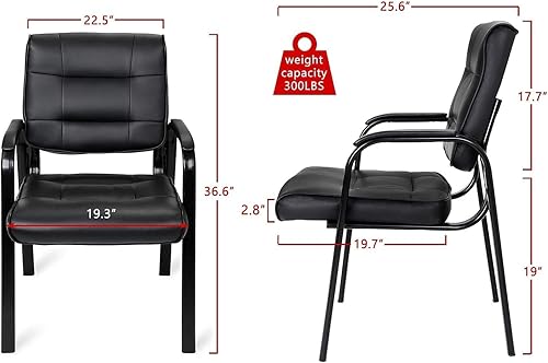 Miniatura 3 de JupiterForce Silla para invitados de oficina en casa, de piel regenerada, silla lateral ejecutiva, silla de recepción, asiento ergonómico con marco