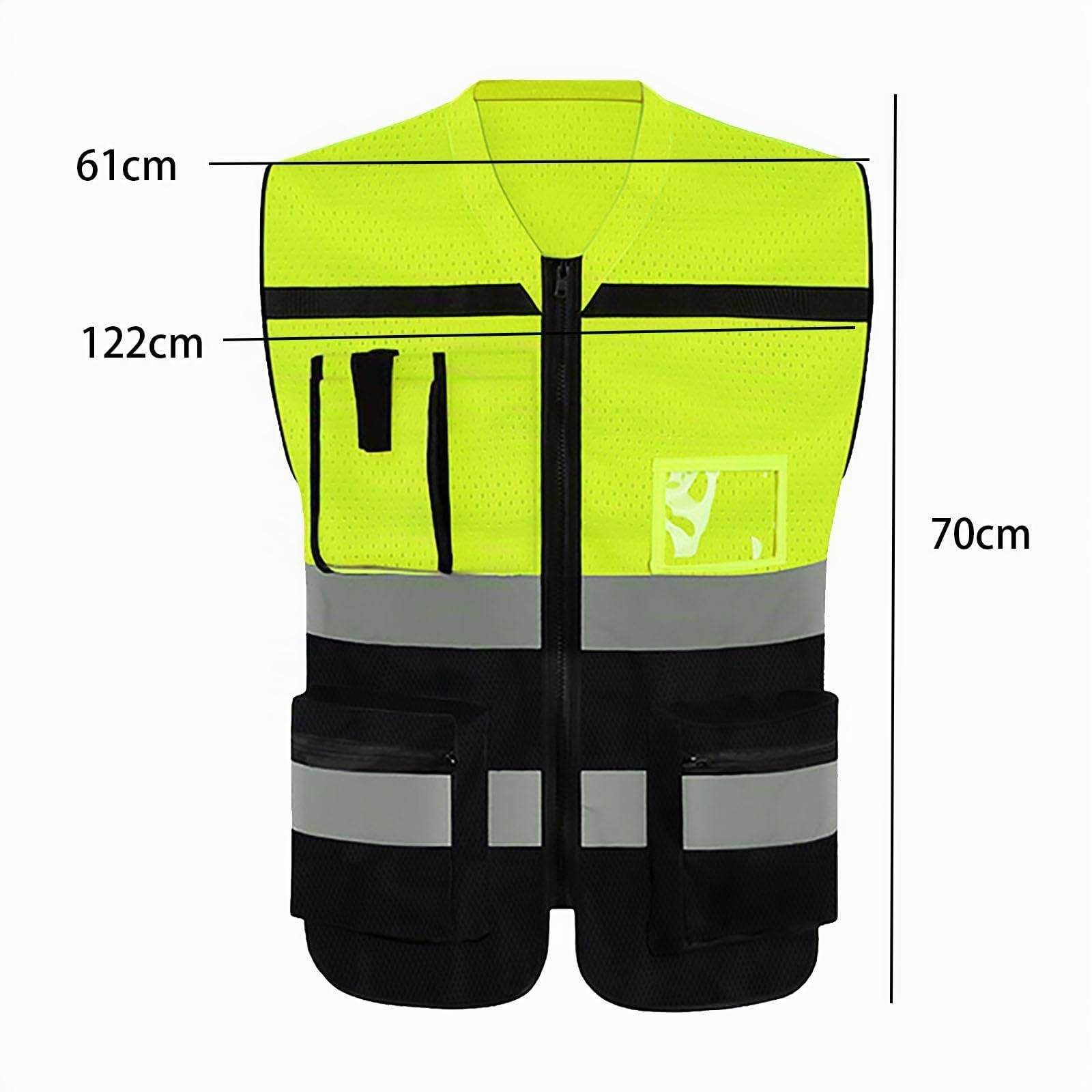 Chaleco Reflectante de Alta Visibilidad con Bolsillos con Cremallera para Caminar Nocturno