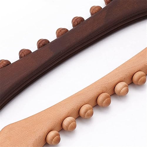 Miniatura 5 de Rodillo curvo de terapia de madera en la parte posterior, 8 cuentas de drenaje linfático y herramienta de masaje de celulitis, herramientas de