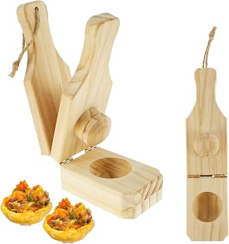 2-in-1 Wooden Tostones Plantain Press & Smasher - Portable Banana Smasher for Authentic Caribbean Tostones, Stuffed Plantains, and Cup Making - Easy-Grip Handle DesignMedium