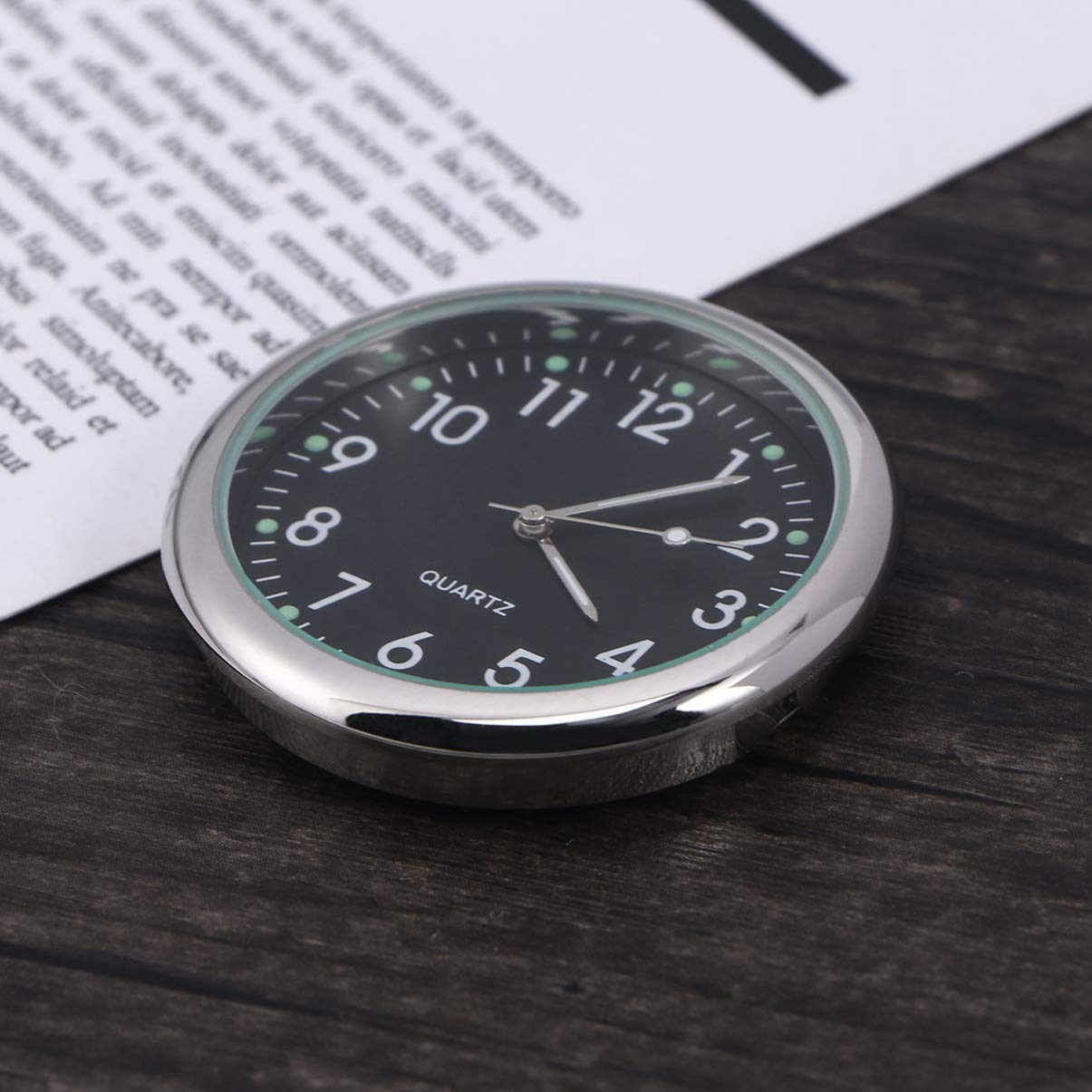 Wakauto Universal Adhesive Auto Car Dashboard Clock Luminous Watch Clock Decoration (Black)
