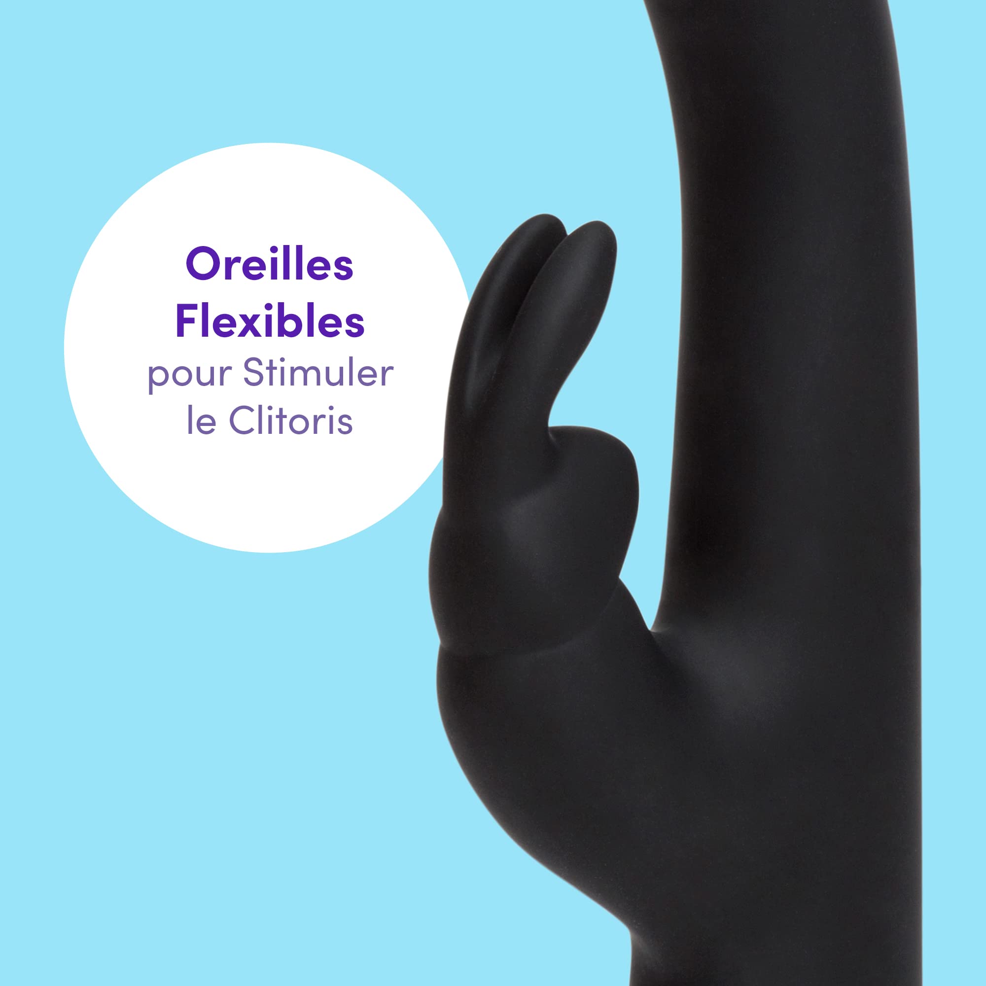 Lovehoney Happy Rabbit Vibromasseur Rabbit – Vibromasseur Femme Pour Point G Fin Silicone 11,5 cm – Sextoy Adulte 15 Fonctions – Rechargeable et Étanche – Noir