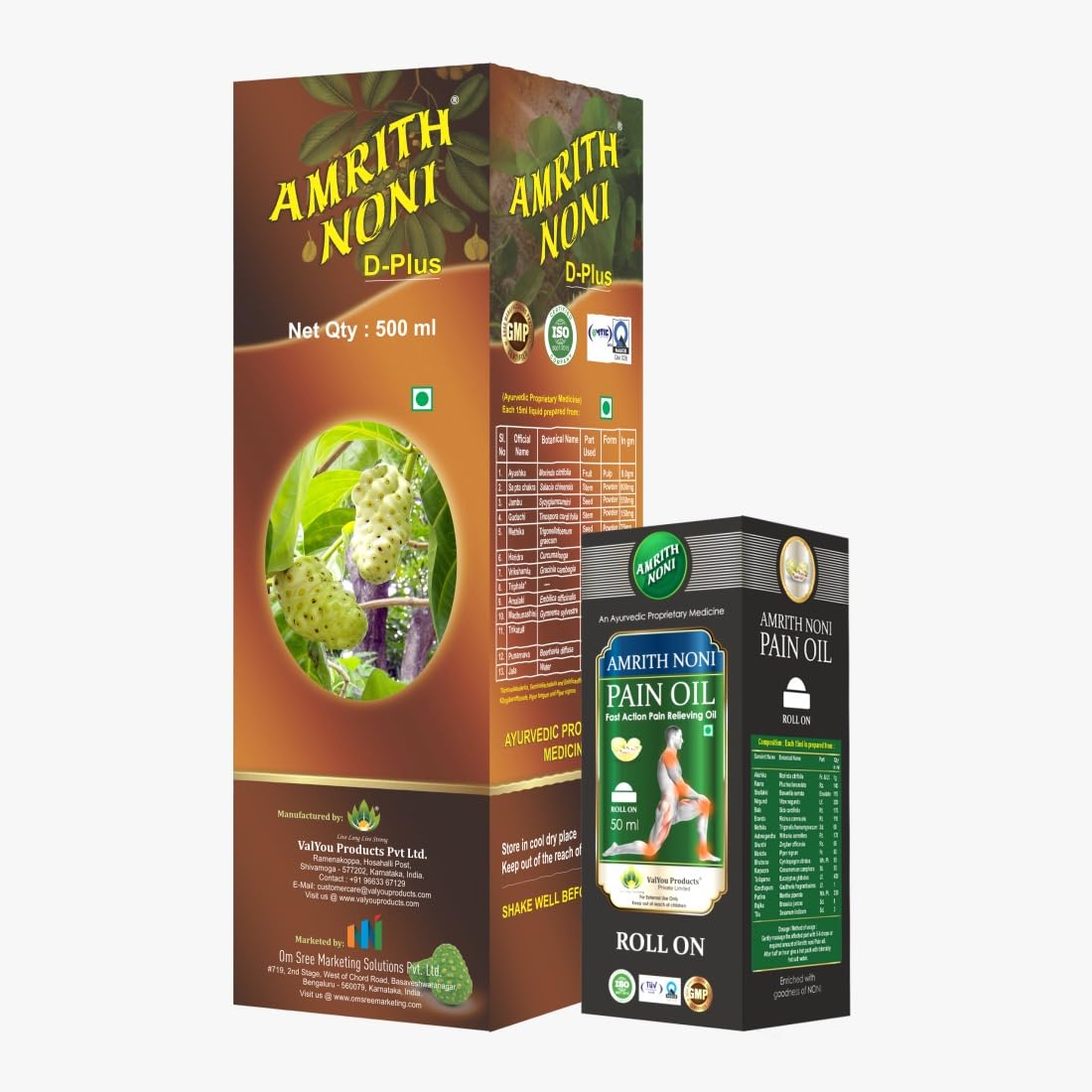 Amrith Noni D Plus 500ml & Amrith Noni Pain Roll On 50ml
