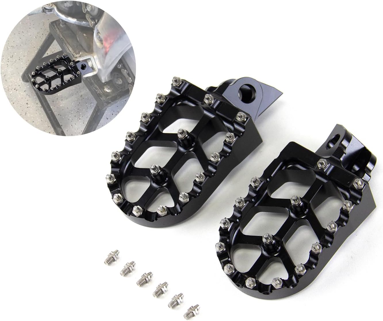 Dirt Bike Foot Pegs Wider Footpegs Foot Pedals Rests CNC for KX65 00-23 KX85 01-23 KLX 140 KLX140 08-23 KX100 98-21 KX112 22-23 KX80 Pit Bike Motorcycle (Black)