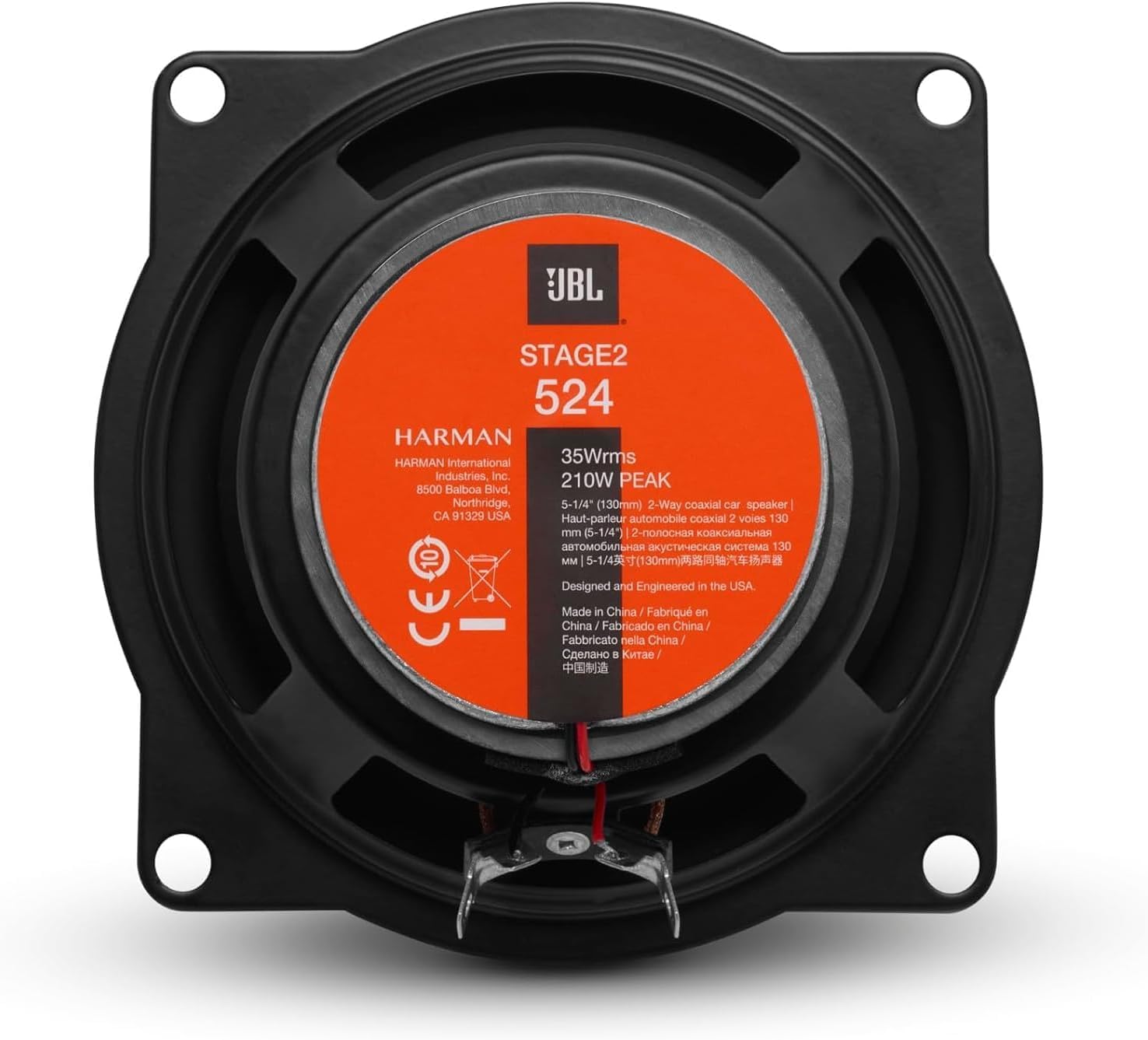 JBL Stage2 524 Juego de altavoces coche de 2 vías di Harman Kardon - Altavoz de 210 vatios echo auto 13 cm