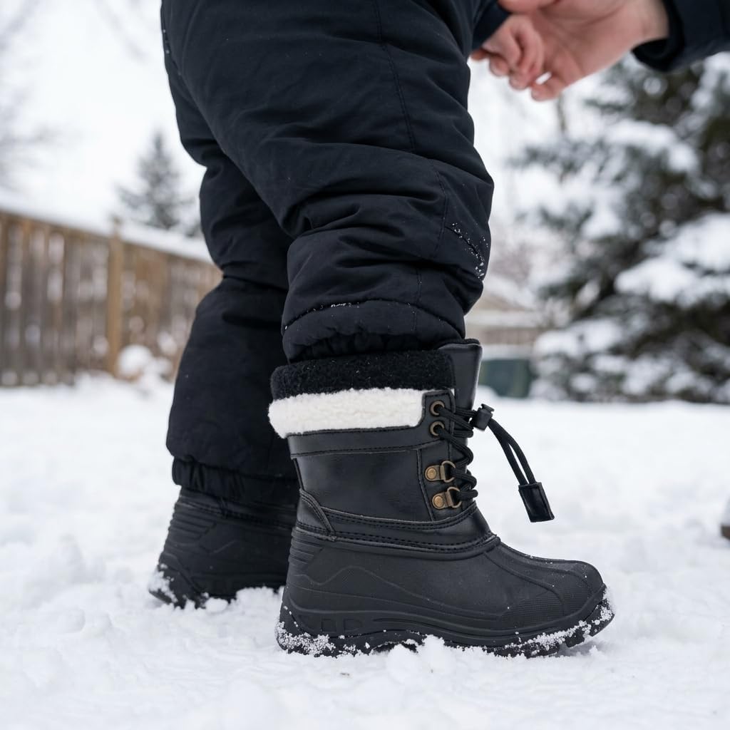Toddler Snow Winter Boots Boys Girls Waterproof Shoes Slip Resistant for Outdoor Cold Weather