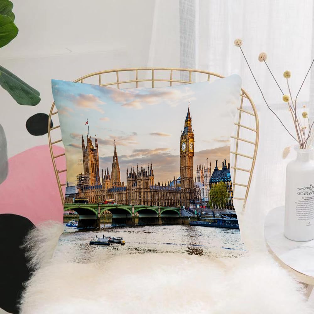 HYOSXW Cushion Cover,Throw Pillow Case Home Decorative for Living Room Bedroom Sofa Chair 16X16 Inch,London, Sunset Landscape of the Palace of W,Pillowcase 40X40cm