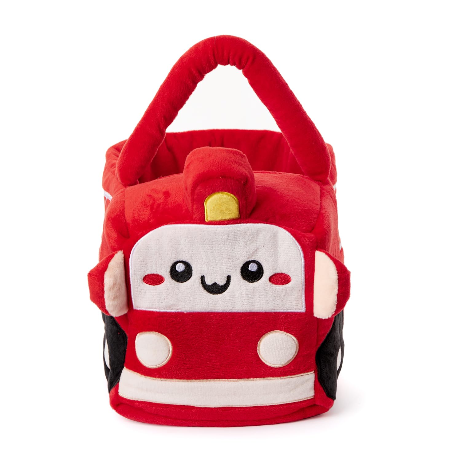 Ouksma Halloween Plush Treat Basket, Halloween Candy Basket, Trick-or-Treat Bag Easter Bag(Red Fire Truck)