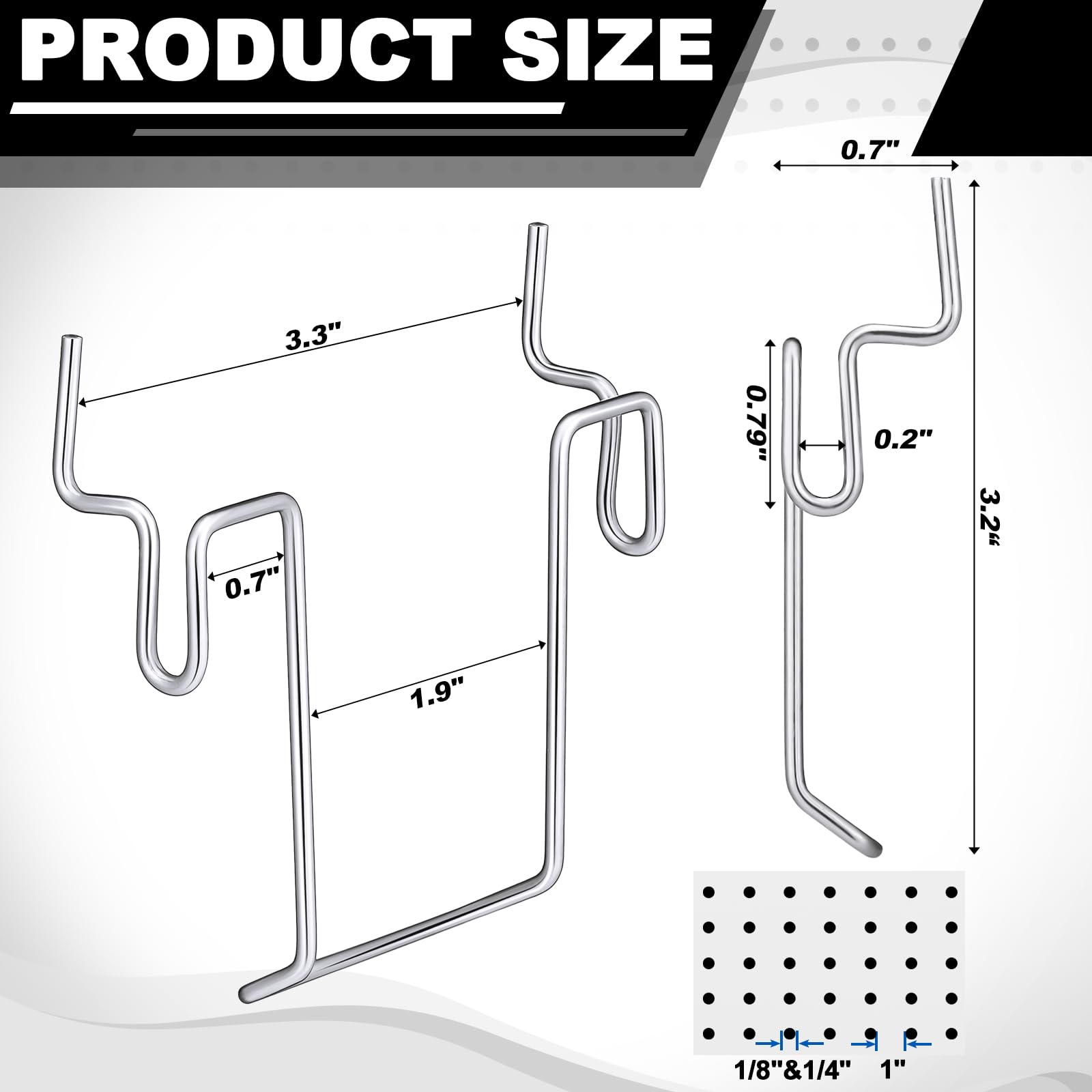 Tandefio 12 Pcs Pegboard Bin Hooks Metal U Hook Heavy Duty Peg Board Hangers for Hanging Tools Display Organizer Accessories, for 1/8 Inch and 1/4 Inch Pegboard or Slatwall