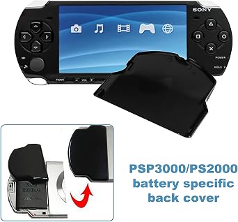 2Pcs Replacement Battery Back Cover for PSP 2000 2001 3000 3001, Black | battery back covers for PSP 2000/2001/3000/3001replace lost/damaged doors to protect your handheld gaming console.