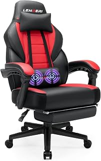 LEMBERI Big and Tall Gaming Chair, 400lb Capacity, Red