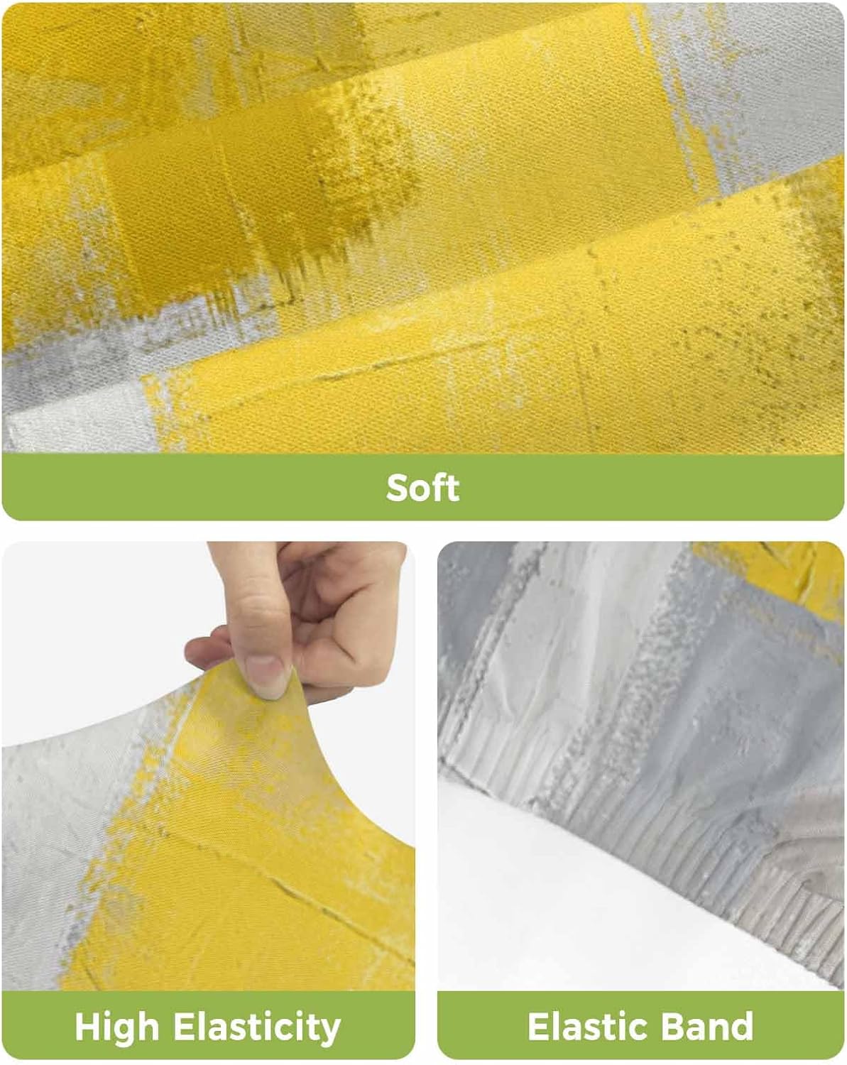 Yellow Abstract Bar Stool Covers Set of 2, Grey Geometric Oil Painting Vintage Gradient Stretch Washable Bar Chair Covers with Backs, Removable Pub Counter Chair Cover for Kitchen Dining Room Cafe