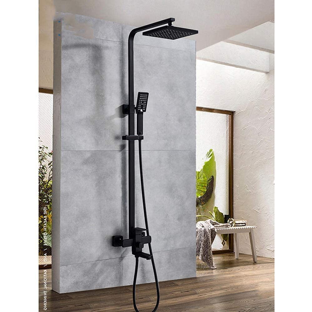 Robinet de douche noir à jet pluie relaxant et mitigeur avec douchette