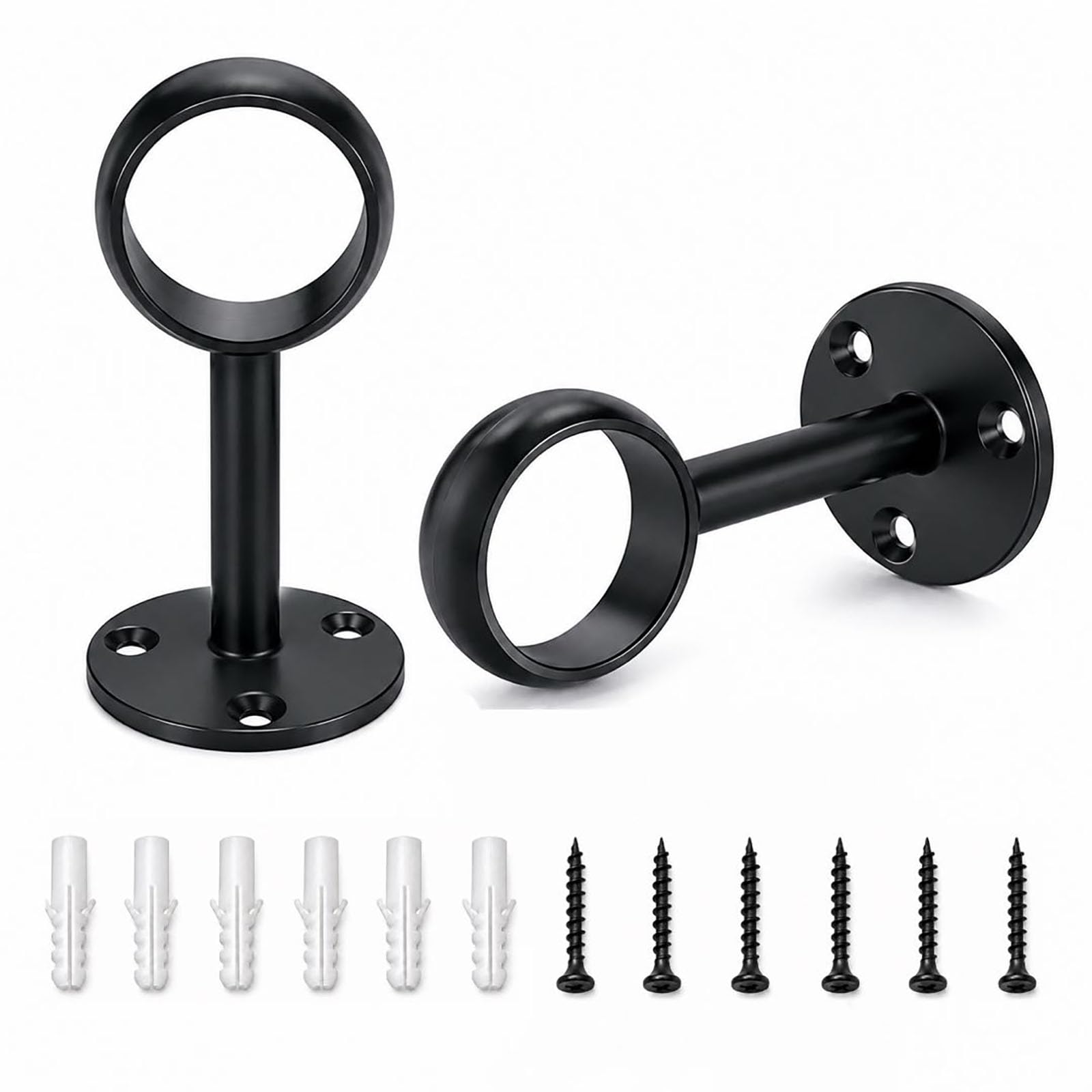 FortWeal Ceiling Curtain Pole Brackets 32mm 2 Pack Heavy Duty Metal Curtain Rod Holders Full Pass Through Ceiling Mount Brackets for Curtain Poles Wardrobe Rods and Clothes Rails White