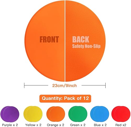 Miniatura 3 de Marcadores de punto Emhumn de 4 pulgadas y 9 pulgadas de polietileno para puntos de agilidad para entrenamiento en gimnasioeducación física, baile,