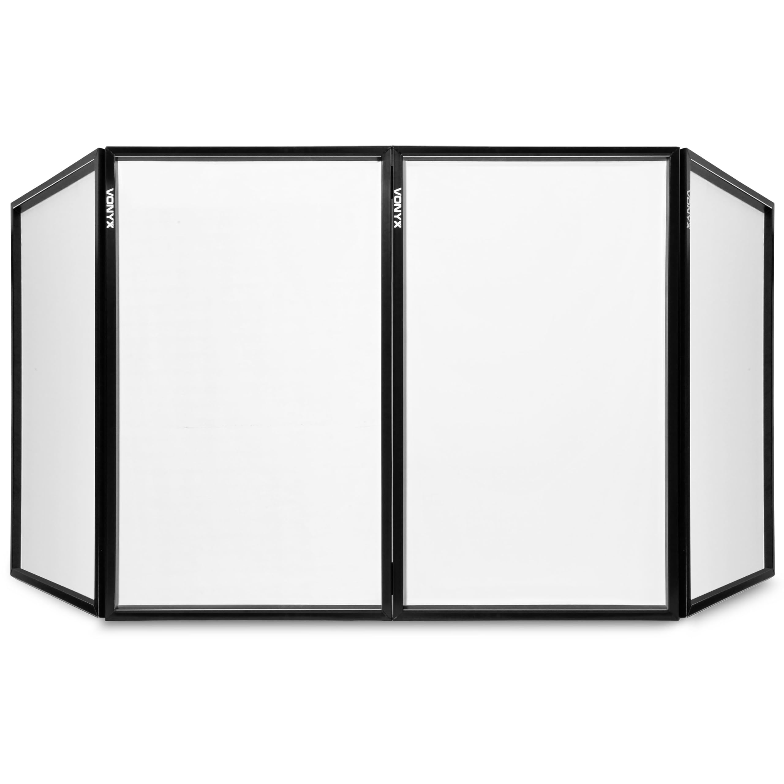 Vonyx DB2 DJ Screen, Verkleidung für DJ Pult zusammenklappbarer und mobiler DJ Stand, 280cm x 120xm, Booth, mit integrierter Leinwand für ein professionelles Bühnenbild, Weiß