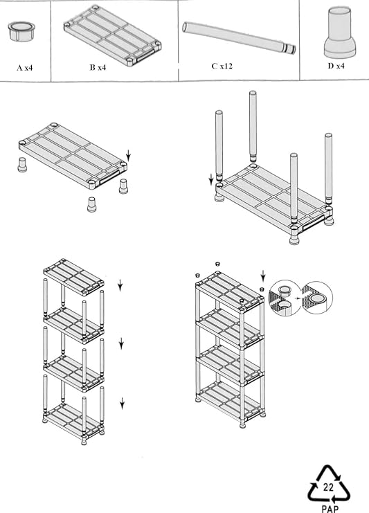 Easy Shopping ® 4/5 Tier Black Heavy Duty 60CM Wide Plastic Shelving Unit Storage Organised Garage/Home/Pantry Racking Shelf Shelves Workbench Workman Bays Racking Tools