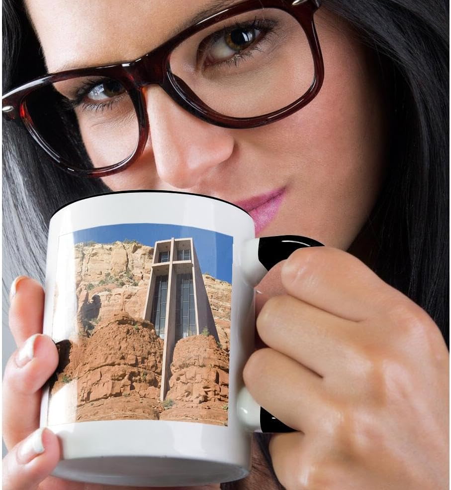 Miniatura 2 de 3dRose Arizona, Sedona, Chapel of The Holy Cross-Us03 Jwi0214-Jamie and Judy Wild - Taza de dos tonos, 11 onzas, negroblanco