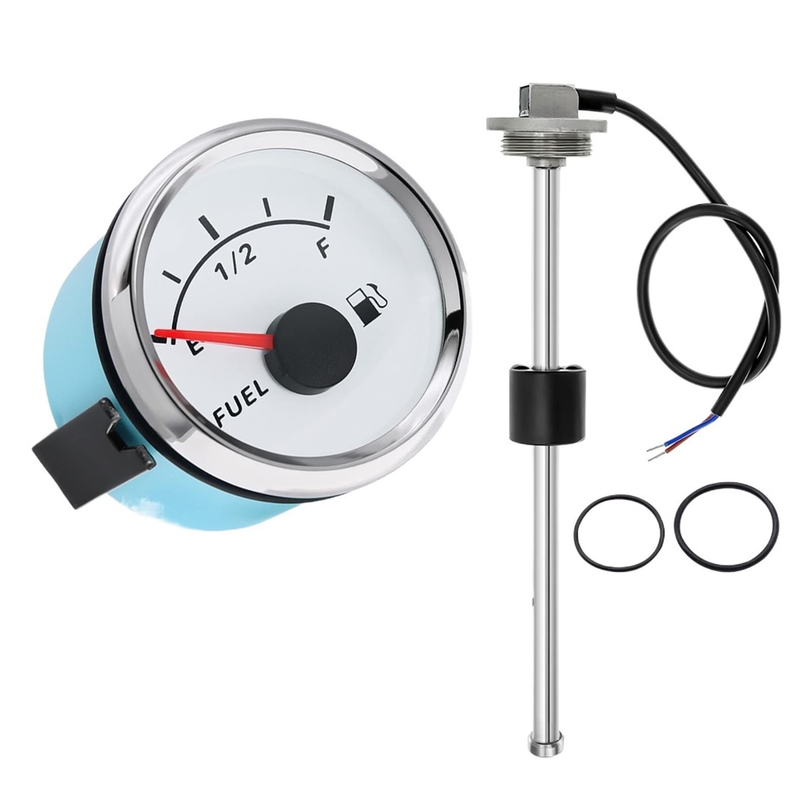 Indicador de nivel de combustible Indicador de nivel de combustible de tanque de líquido de aceite de 0-190ohm, indicador de nivel de combustible de 52MM con Sensor de nivel de combustible de 100MM, 1