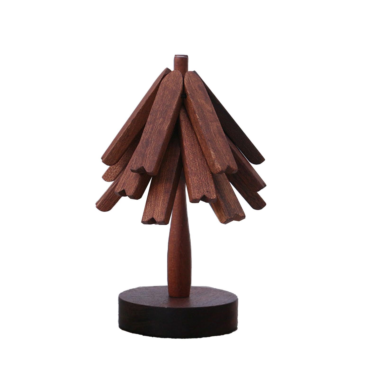 Dessous de plat en bois pour plats chauds, dessous de plat pliable en bois | d'arbre pour poêles chaudes en bois avec d'arbre – Tapis chaud multifonction, dessous de verre en bois résistant à la