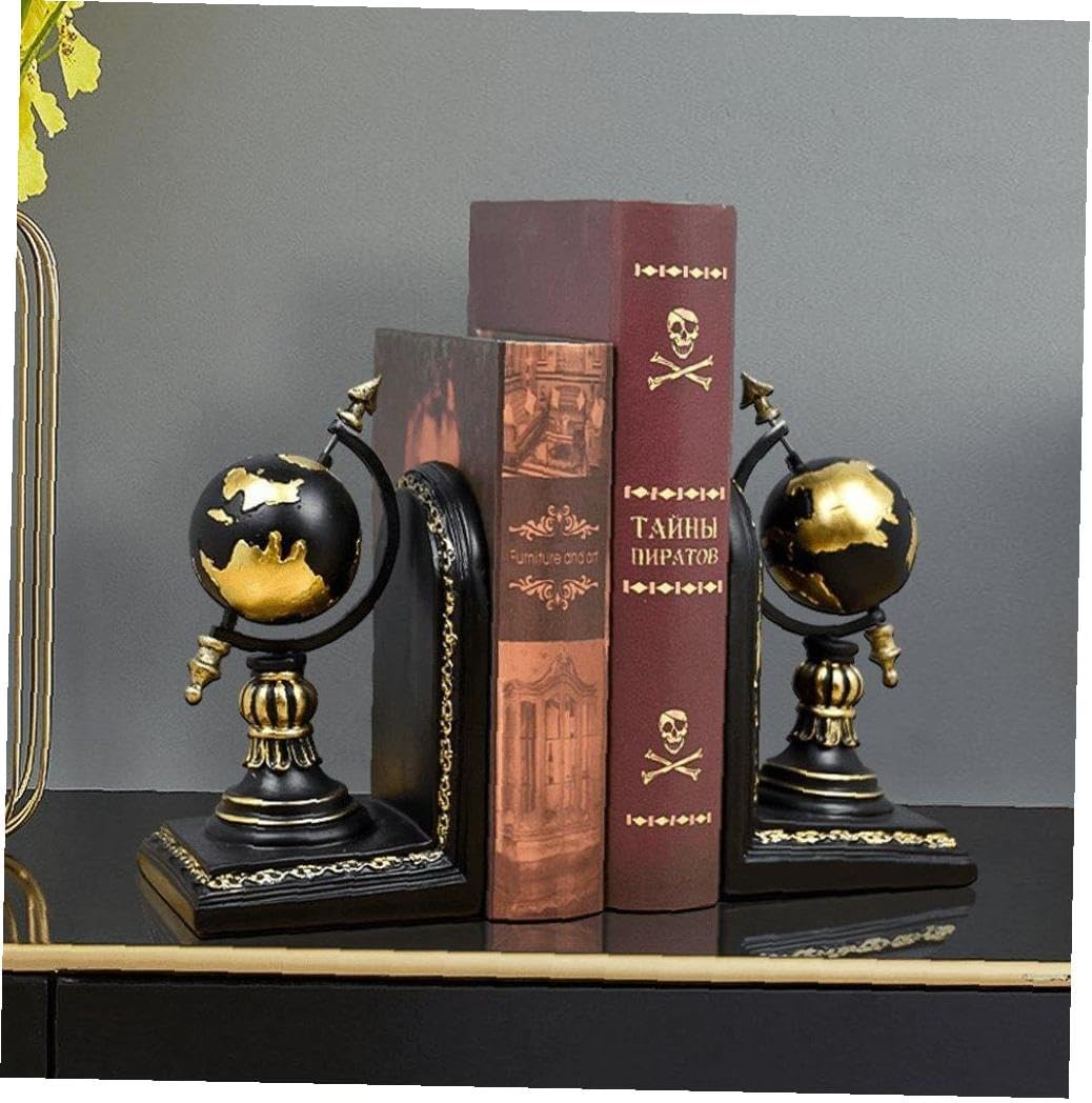 地球型 ブックエンド 本立て 1ペア 樹脂製 デスクトップ用 ホームオフィス キャビネット 装飾品 11.5*9.5*21cm 示さ