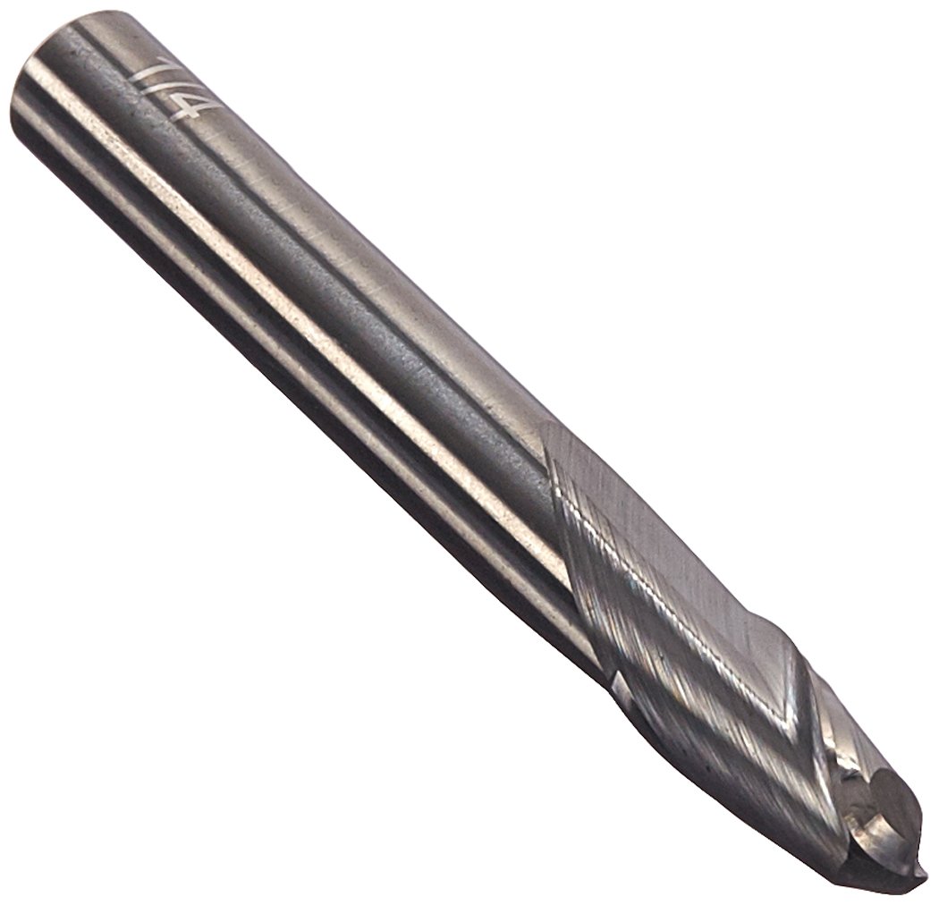 Kodiak Cutting Tools KCT130634 USA Made Solid Carbide Ball Nose End Mill, Single End, 2 Flute, 1/4" Shank, 1/2" Length of Cut, 2" Overall Length, 1/4" Diameter