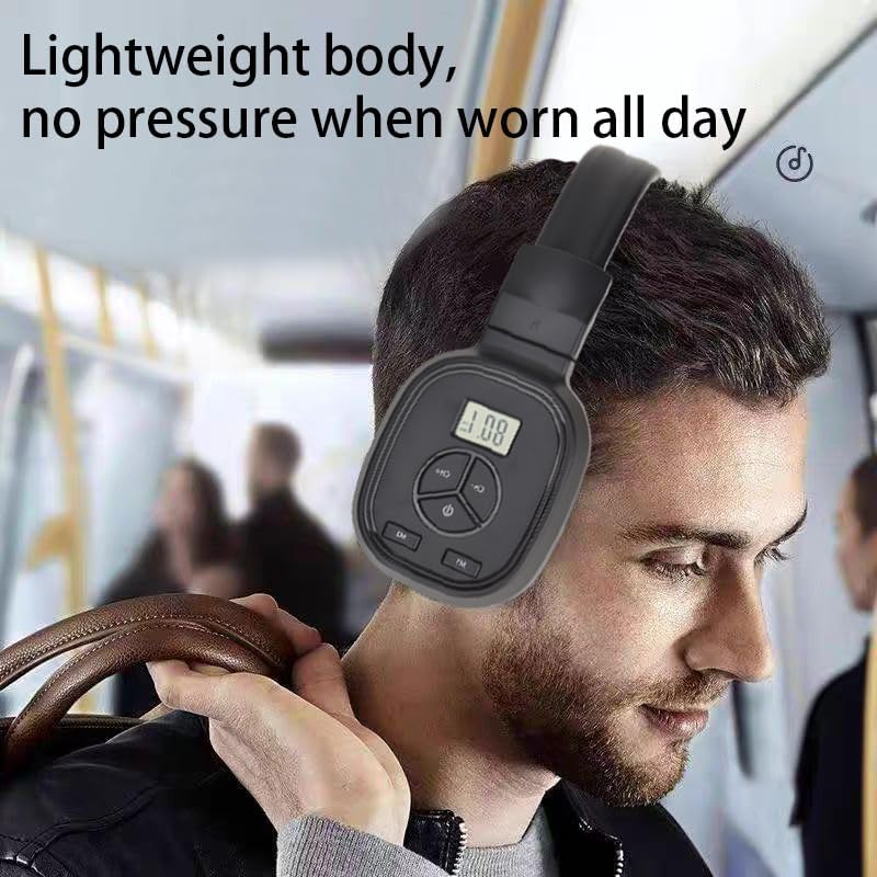 eppfun FM Radio Headphones with Good Reception, LED Display, Soft Ear Muffs, Wireless Headset for Walking, Jogging, Meeting, Powered by 2 AAA Batteries (Not Included) image 5