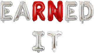 Red Silver 'Earned It' 36pc Nurse Graduation Balloon Banner Set for Nursing School Graduation Party Supplies