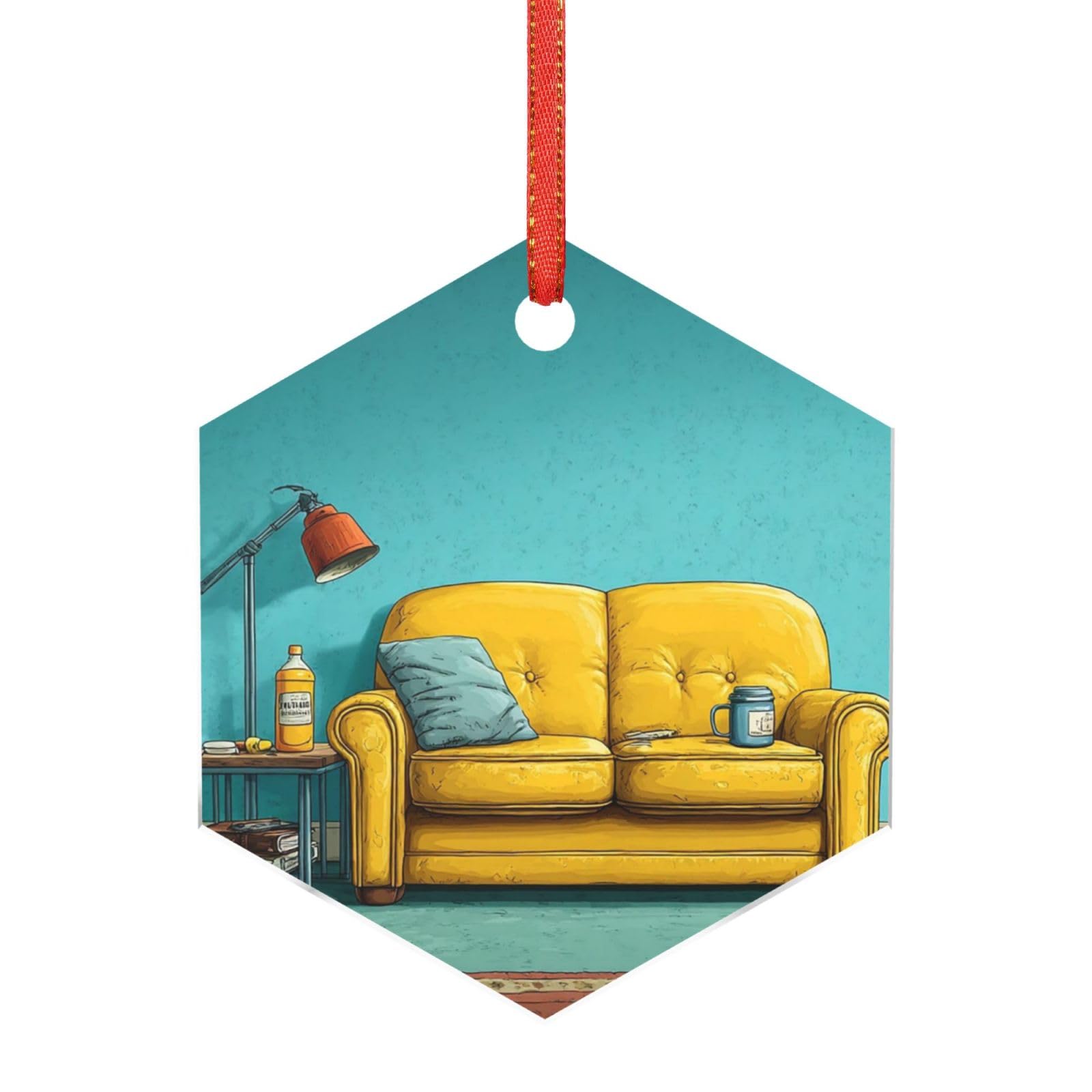 Hjkjkkj Hexagon Acrylic Ornament Christmas Tree Decoration Clear Round Pendant With Red Ribbon Simpsons Christmas Ornaments Indoor Outdoor Hanging Acrylic Pendants For Xmas Party Decor
