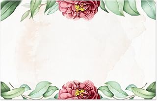 Blank Name Tags Red Floral Theme | Perforated 2.25 x 3.5 Inch Name Tag Stickers | 100pcs Name Stickers Name Badge for Wedding, Party, Bridal Shower and Baby Shower