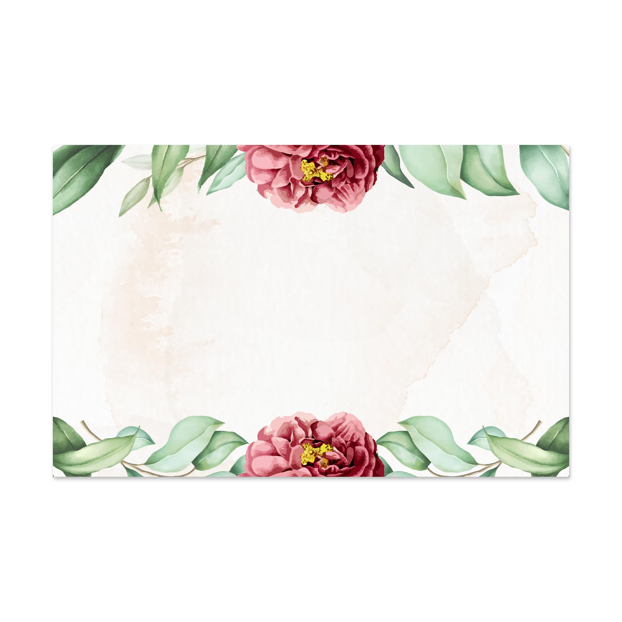 Blank Name Tags Red Floral Theme | Perforated 2.25 x 3.5 Inch Name Tag Stickers | 100pcs Name Stickers Name Badge for Wedding, Party, Bridal Shower