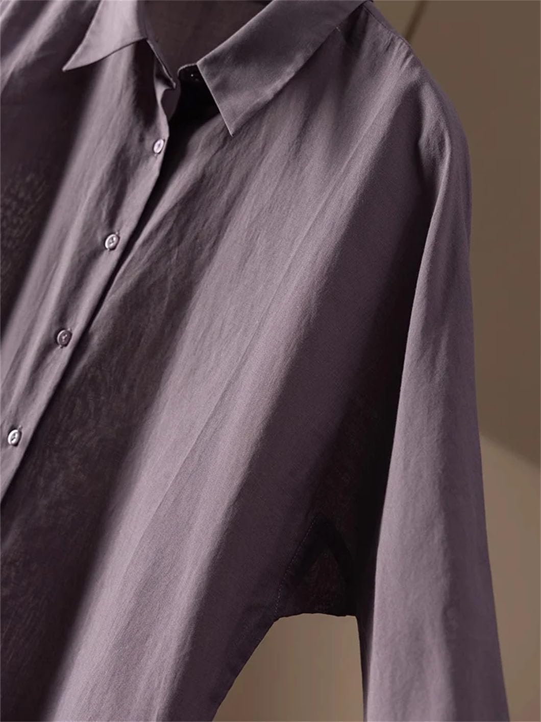 Camicie da donna a tinta unita con colletto rovesciato camicetta casual in cotone camicie da lavoro ufficio tunica top
