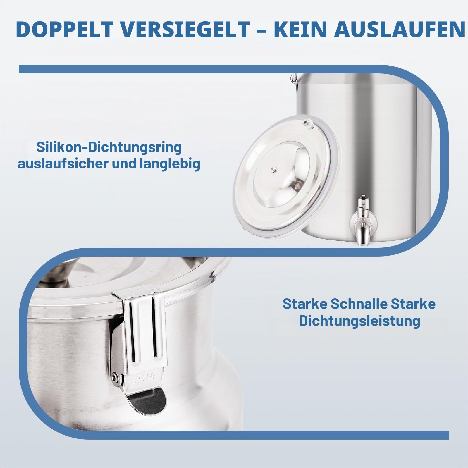 YUCHENGTECH 304 Milchkanne Edelstahl 5L Milchtransportfässer mit Wasserhahn Und Versiegelter Deckel Milchkanne Schwerlast Milcheimer Edelstahl Milchgärfass Getränkespender
