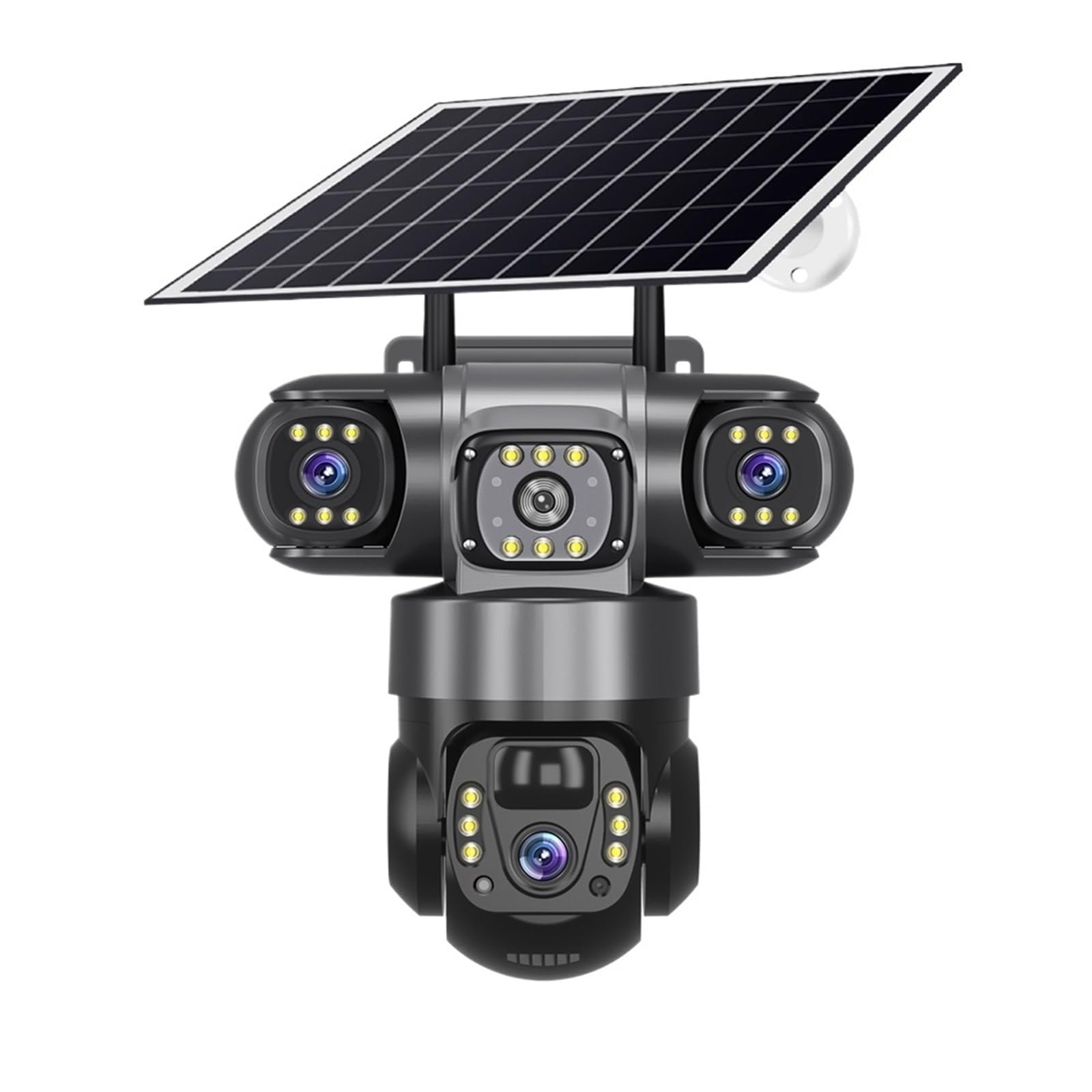 JVDDI 6MP WiFi Solar Camera Outdoor Triple Lens PIR Human Detection Night Vision PTZ Wireless IP Cameras CCTV Security Protection(WiFi Cam No Card)