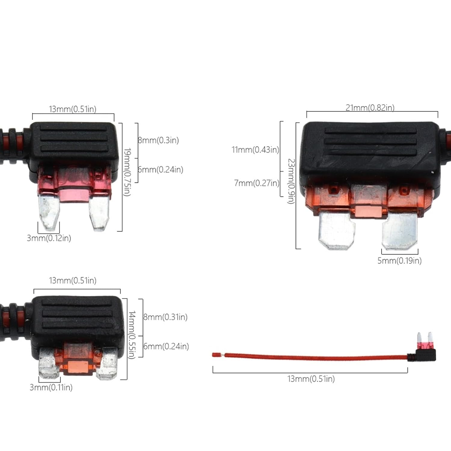 12V 5A 10A 15A 20A Car Fuse Holder Add-a-Circuit TAP Adapter Micro Standard ATM APM Blade Mini Medium(3Pcs,Standard_15A)
