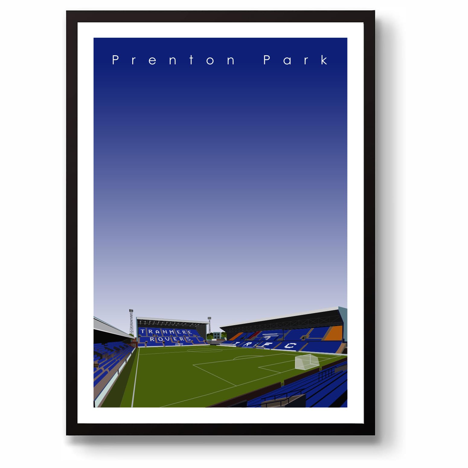 Grounddesigns Men's White And Blue Tranmere Rovers Football Gift Prenton Park Stadium Art Unframed A3 Print Trfc