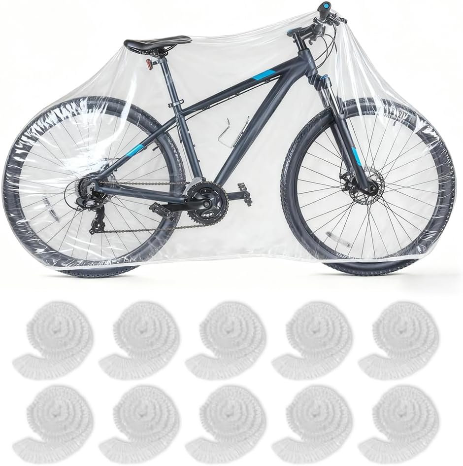 Ouliget Disposable Clear Bike Covers, Waterproof Protection Dust Outdoor Rain Cover,Garage Storage Bag for Bicycles Mountain Bikes Electric Scooters Motorcycles,95 Inches,10 Pieces