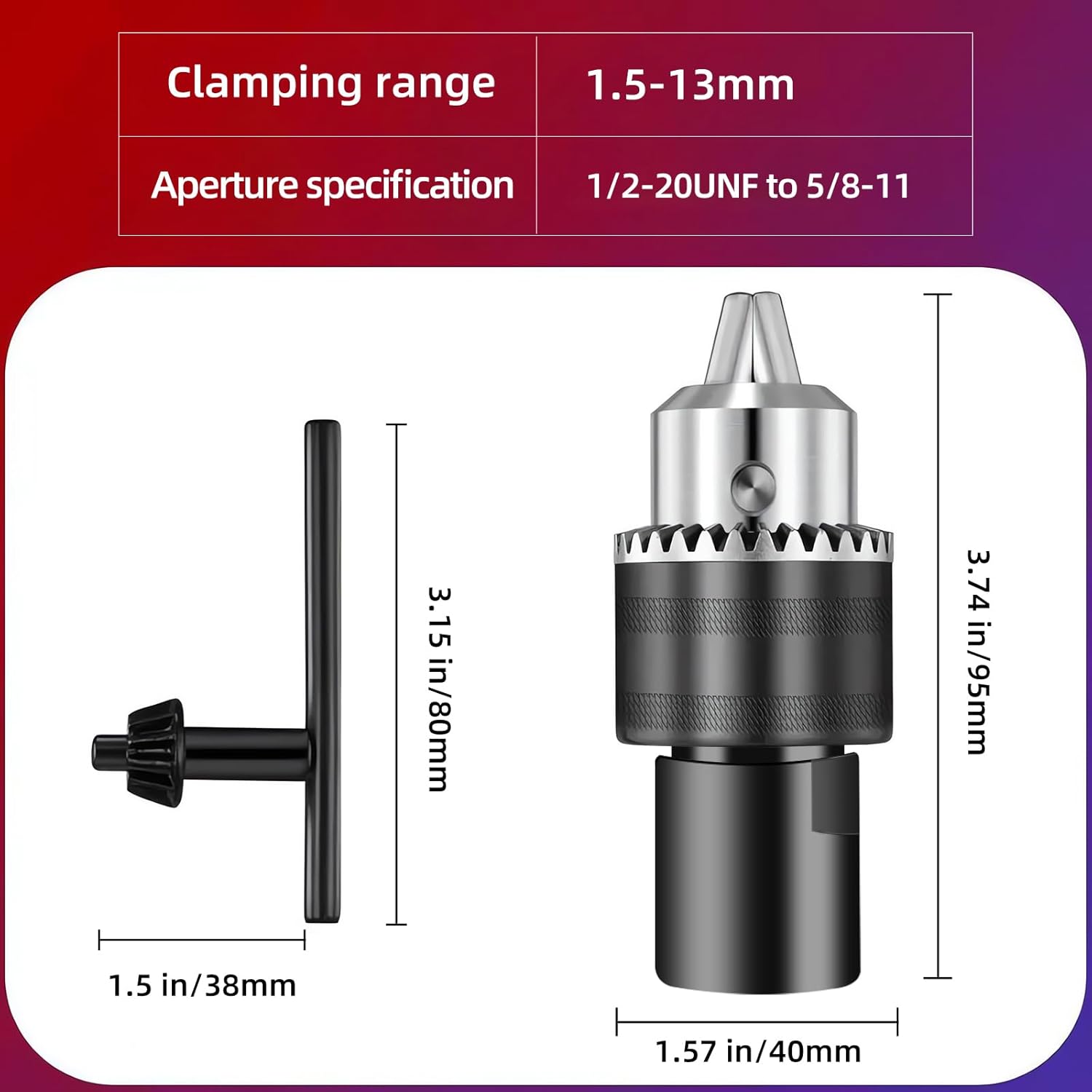 5/8"-11 Thread Angle Grinder Drill Chuck Adapter Kit | Includes 5Pcs Rotary Burr Files,1/16''-1/2'' Metal Drill Chuck,5/8"-11 to 1/2"-20 Arbor Converter for Metal Fabrication & Woodworking Projects