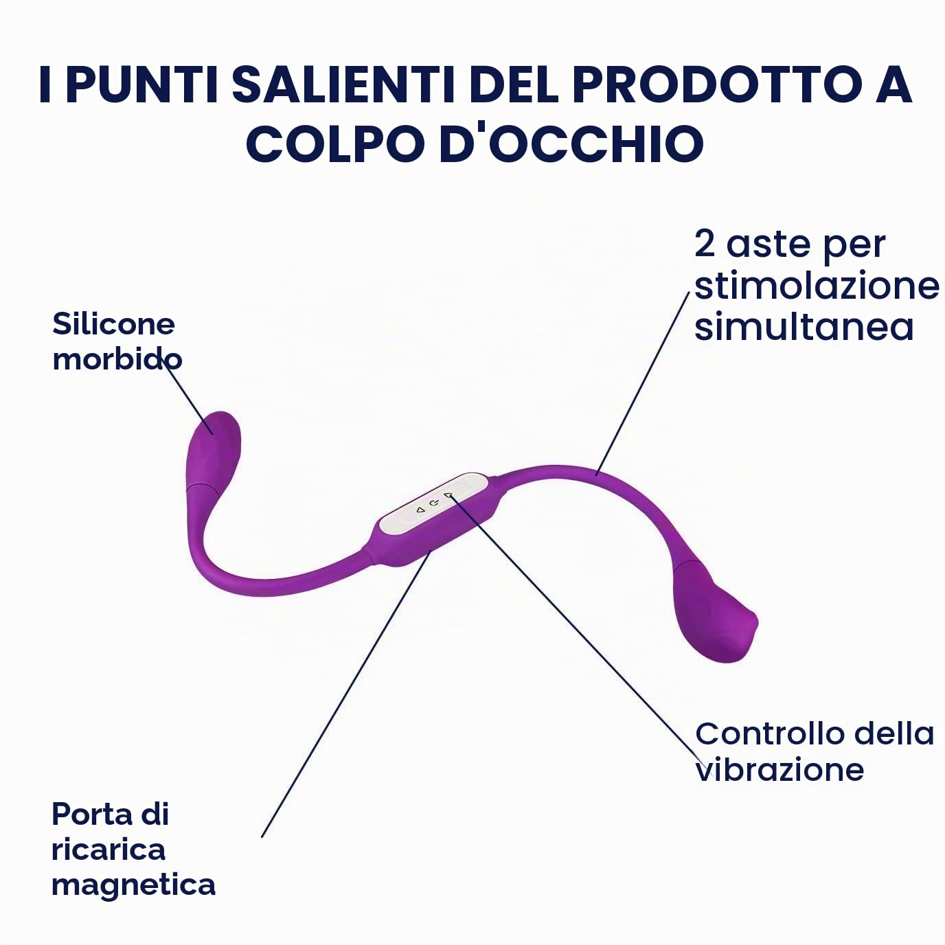EIS | vibratore doppio ricaricabile | 24,5 cm | impermeabile | silicone delicato sulla pelle | 2 motori controllabili separatamente