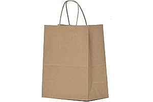 10x5x13 Kraft Paper Bag Value Set - 100 Premium Quality Paper Shopping Bags Bulk