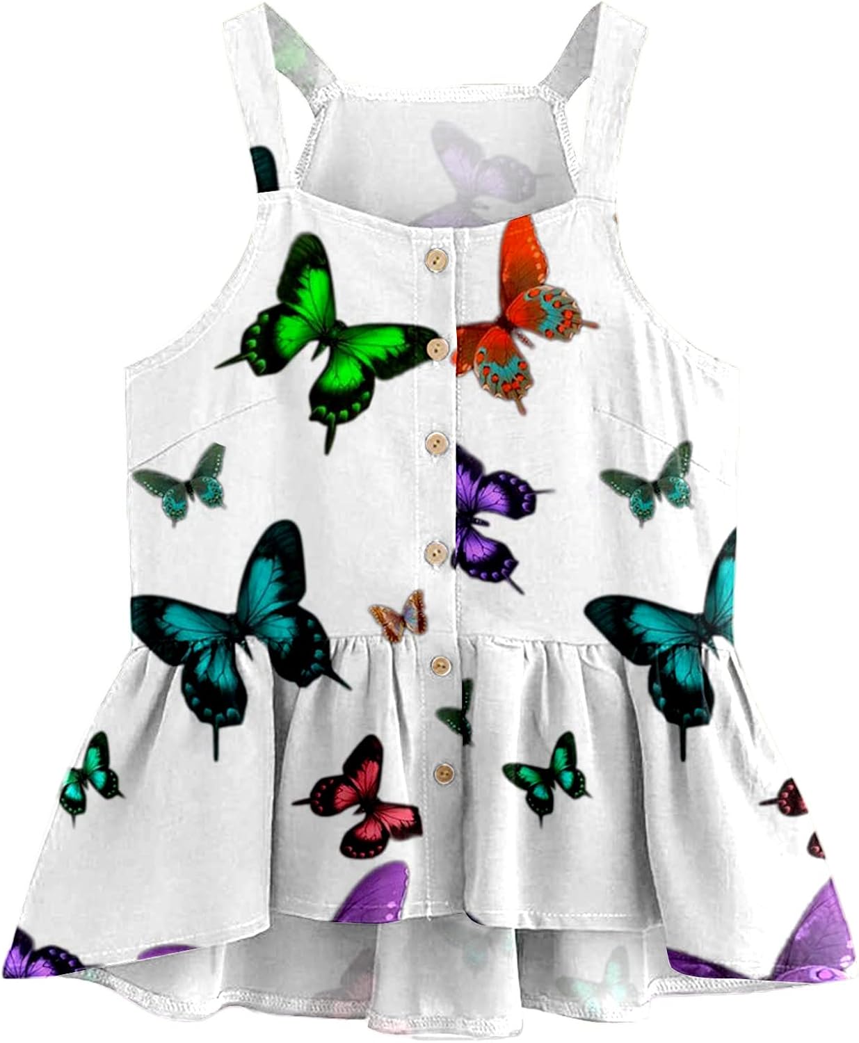 SNKSDGM Camisetas sin mangas con volantes para mujer, estilo casual, elegante, con botones, lindas, sueltas, con tiras, sueltas, estilo túnica